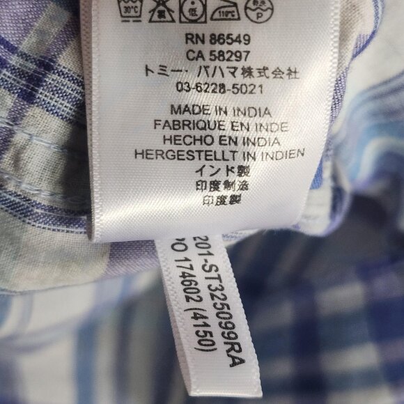 Tommy Bahama Shirt Mens Extra Large Blue Plaid Short Sleeve Button Marlin Logo - Picture 6 of 9